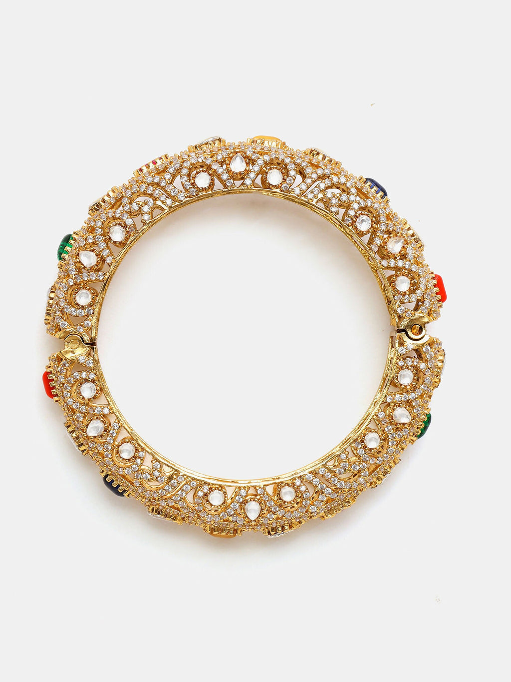 Ruby Raang 22k Gold Polished Multi Kundan Bracelet | Grab2Buy