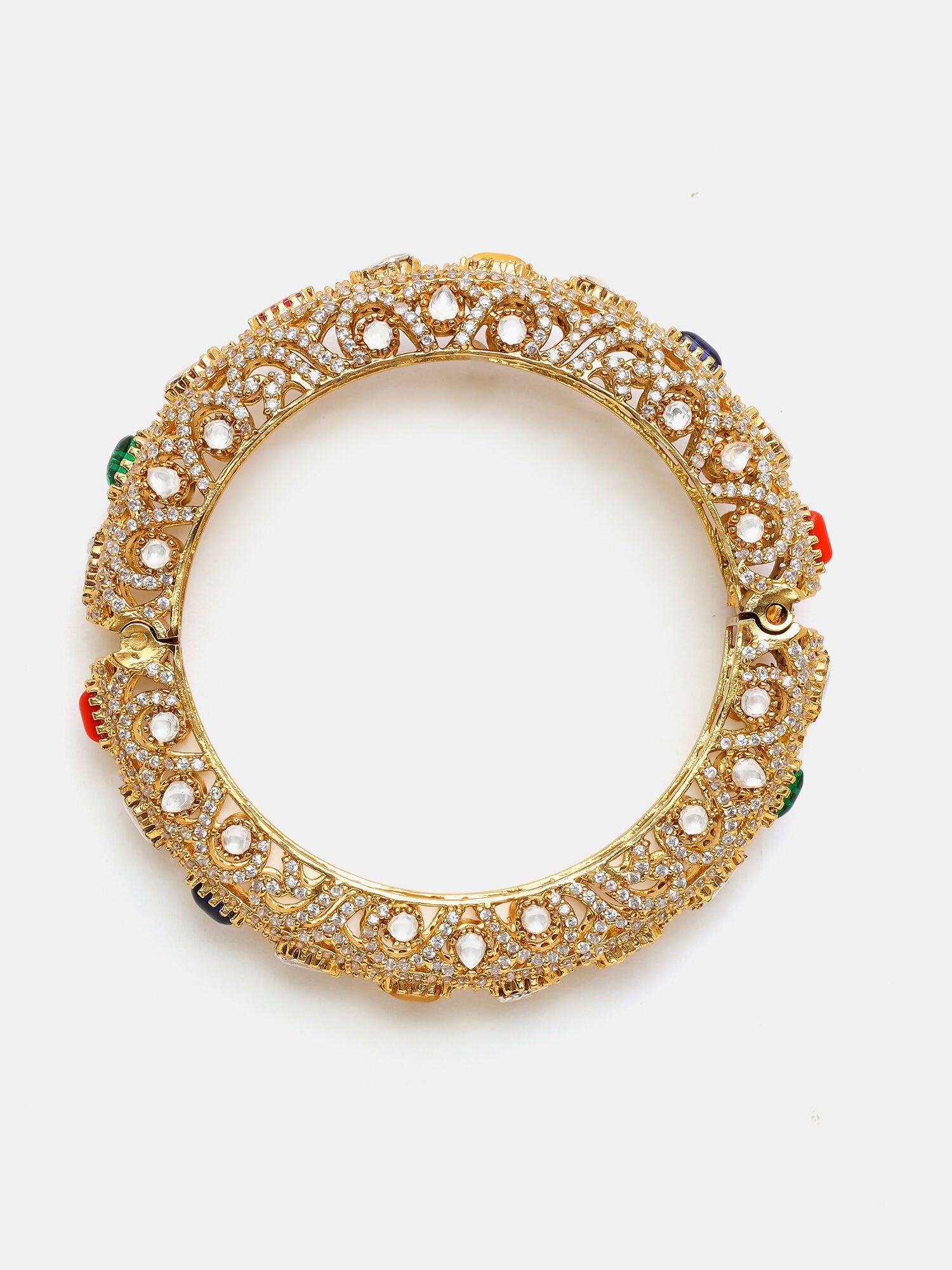 Ruby Raang 22k Gold Polished Multi Kundan Bracelet | Grab2Buy
