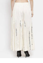 Mominos Fashion Moeza Reyon Cotton White Color Mirror Work Palazzo | Grab2Buy