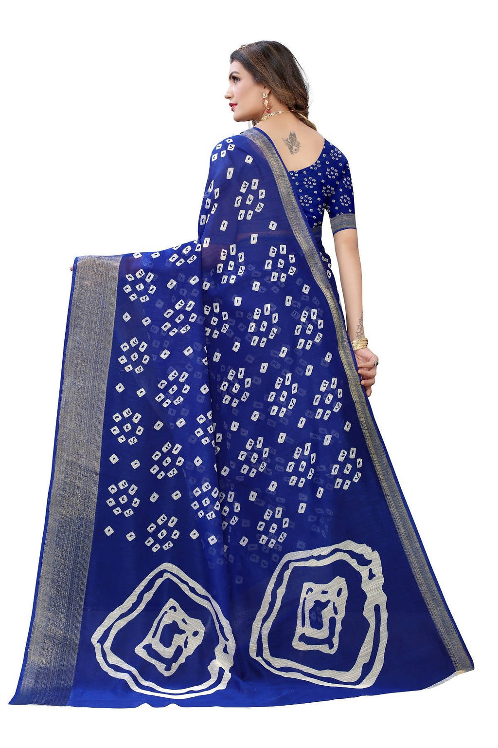 Vamika Beautiful Blue Linen Jari Border Saree (RADHIKA BLUE) | Grab2Buy