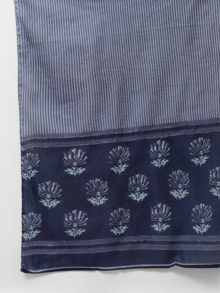 Yufta Women Navy Blue Gotta Patti Pure Cotton Kurta with Palazzo and Dupatta | Grab2Buy