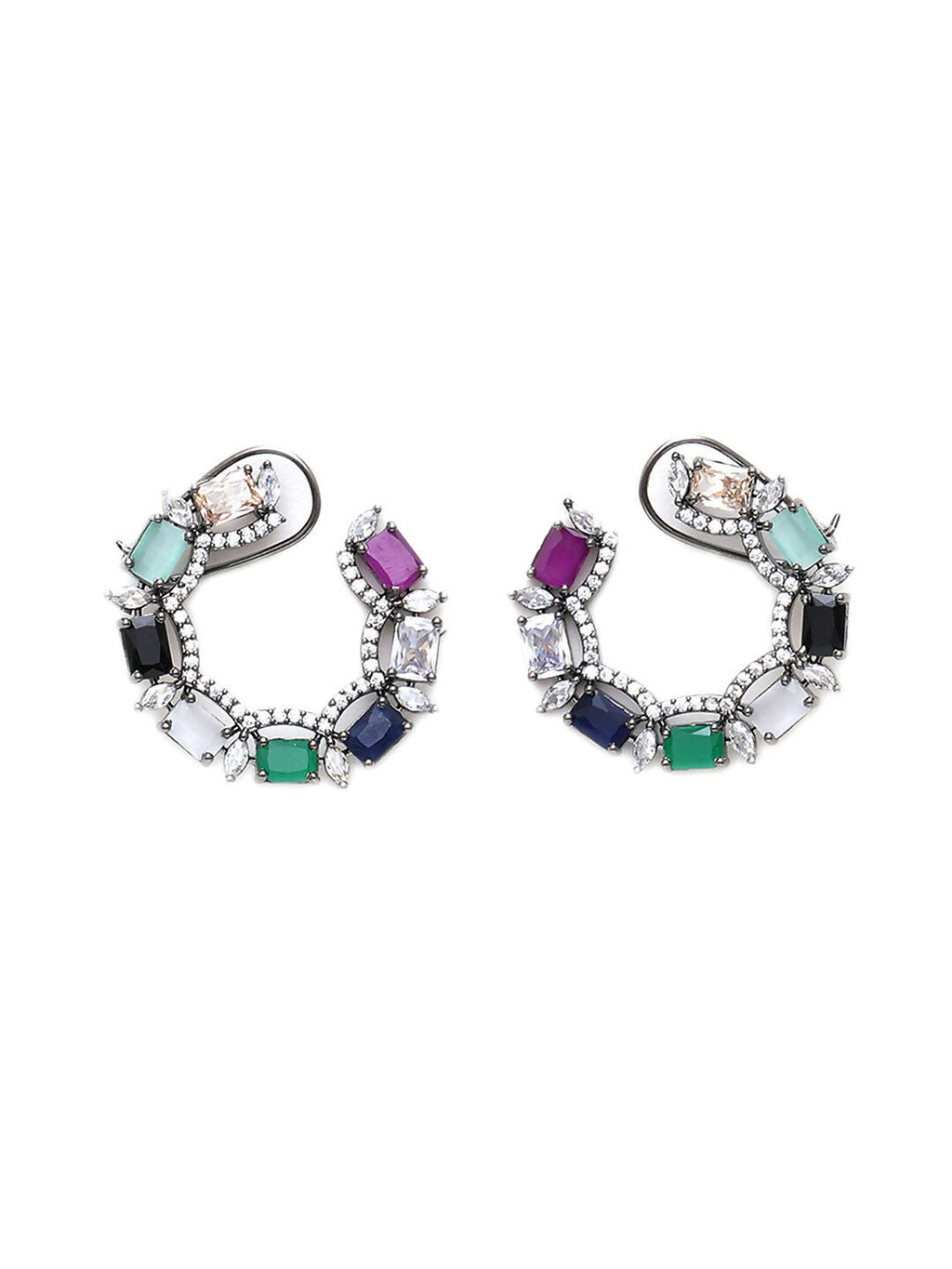 Multi Silver Stud Earrings- Ruby Raang | Grab2Buy