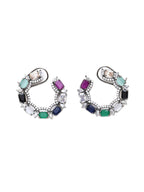 Multi Silver Stud Earrings- Ruby Raang | Grab2Buy