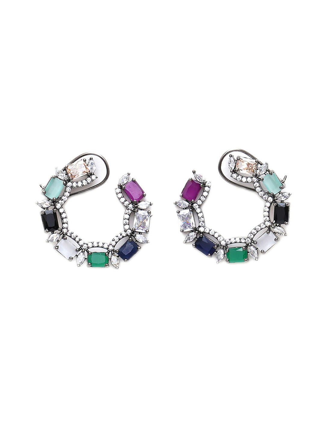 Multi Silver Stud Earrings- Ruby Raang | Grab2Buy