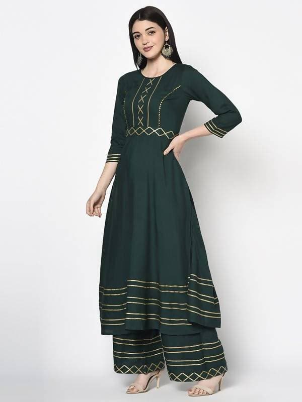 Aniyah Rayon Bottle Green Color Anarkali Kurta (AN-205K) | Grab2Buy