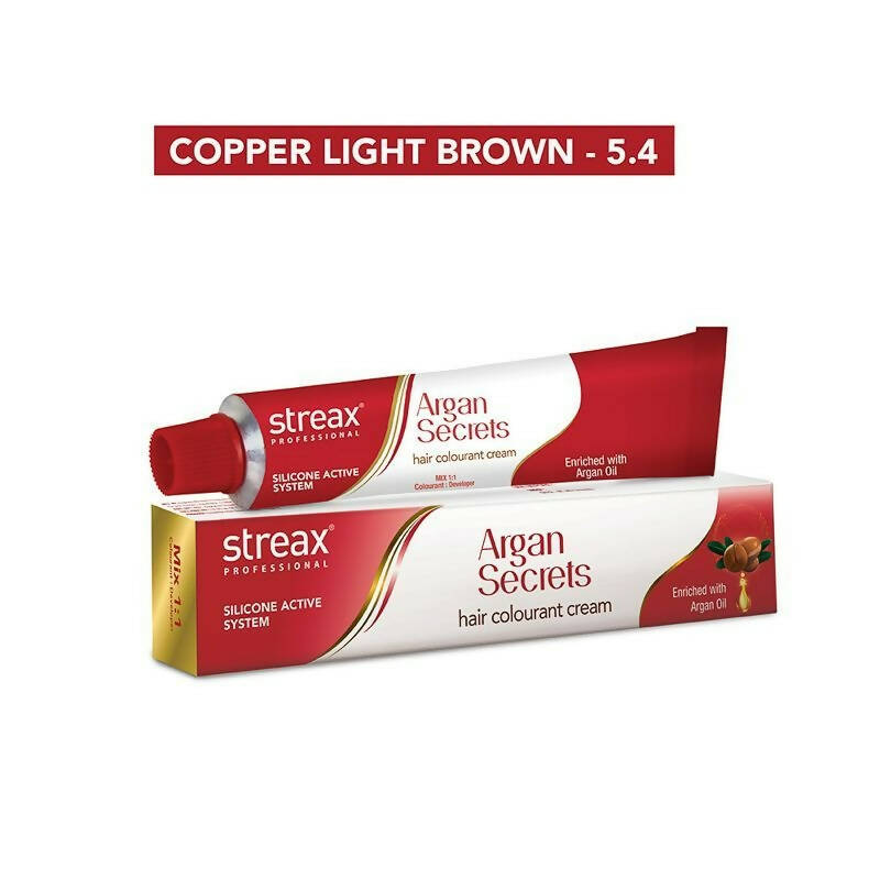 Streax Professional Argan Secrets Hair Colourant Cream - Copper Light Brown 5.4 | Grab2Buy