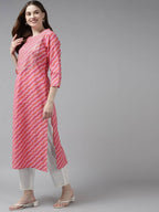 Yufta Women Pink Yoke Design Regular Sequined Pure Cotton Kurta with Palazzo and Dupatta | Grab2Buy