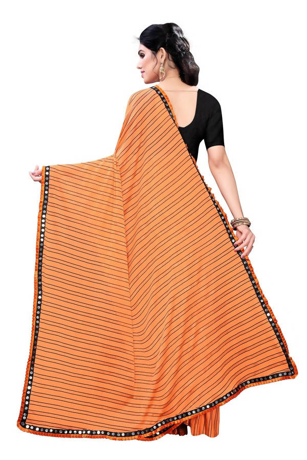 Vamika Orange Malai Silk Printed Saree (Zigzag Orange) | Grab2Buy
