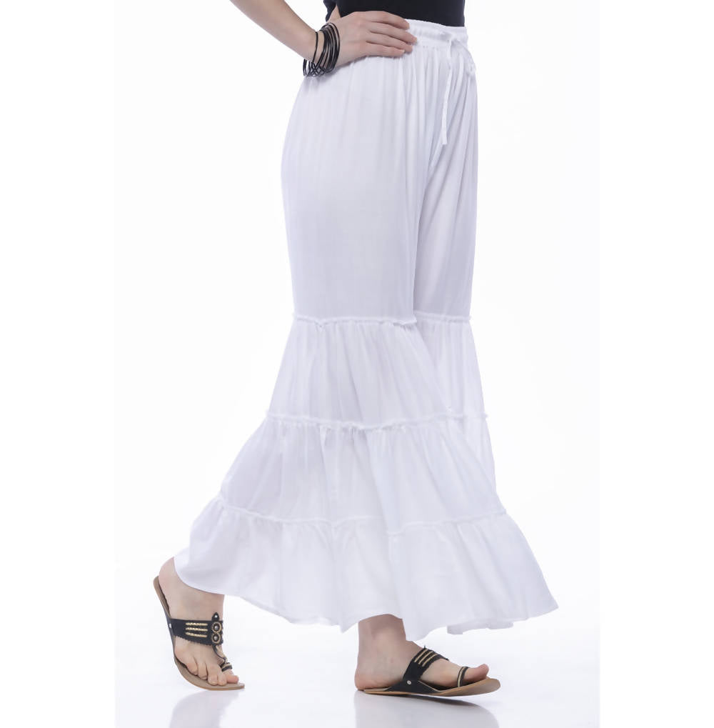 Mominos Fashion Reyon Cotton White Palazzo | Grab2Buy