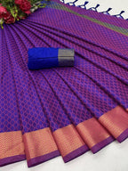 Vamika Banarasi Jacquard Weaving Purple Saree | Grab2Buy