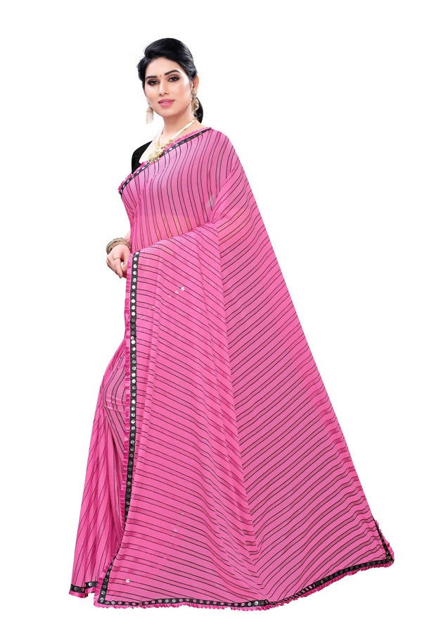Vamika Pink Malai Silk Printed Saree (Zigzag Pink) | Grab2Buy