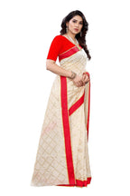 Vamika Cream Linen Foil Print Saree (YOGI CREAM) | Grab2Buy