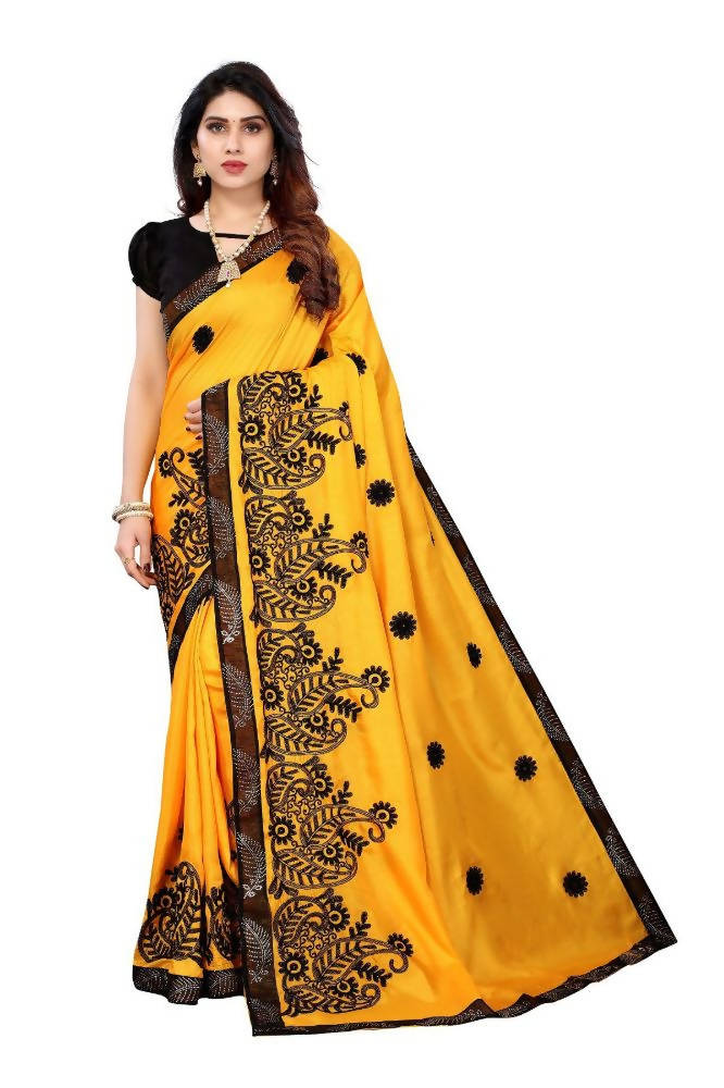 Vamika Yellow Dola Silk Embroidery Saree | Grab2Buy