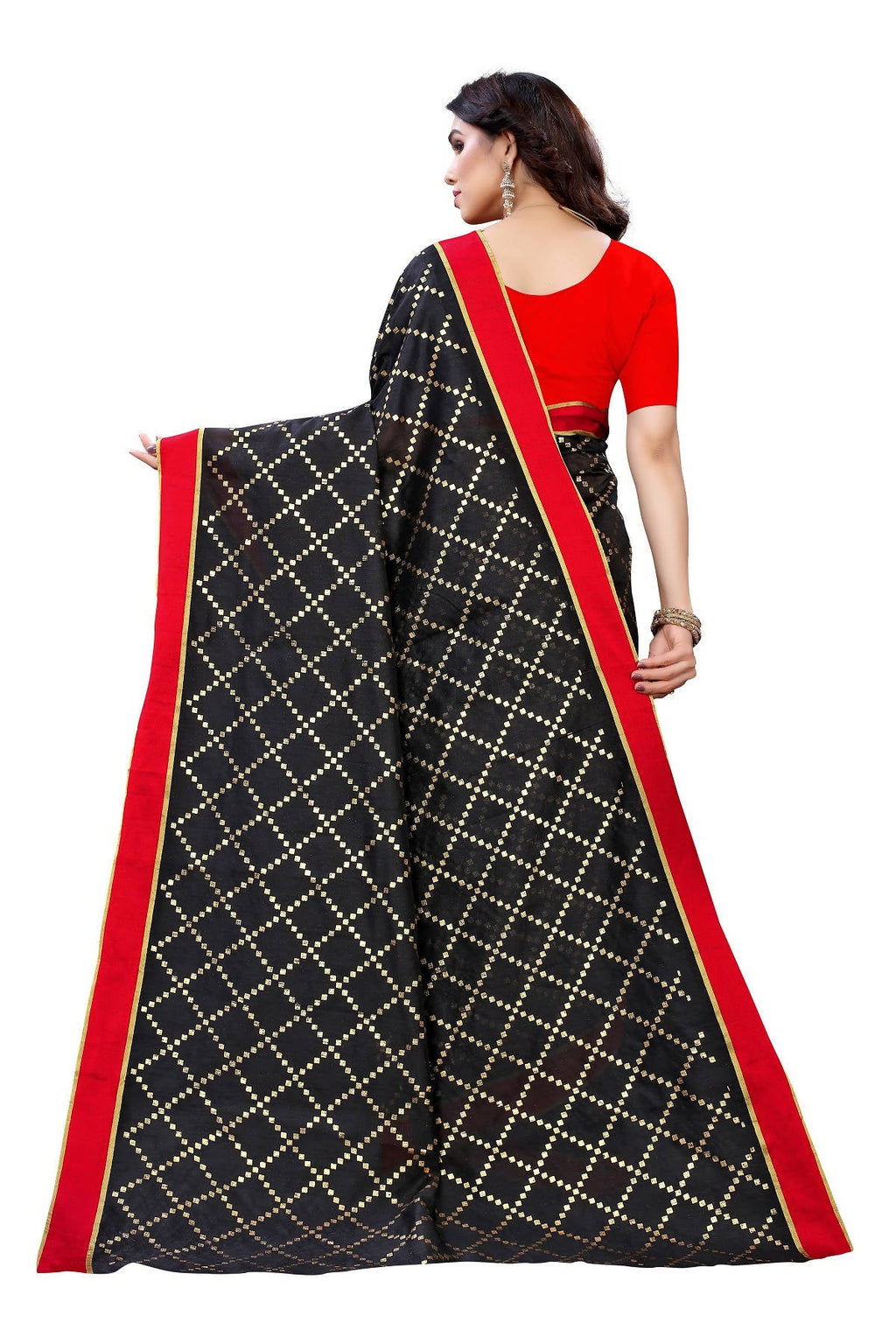 Vamika Black Linen Foil Print Saree (YOGI BLACK) | Grab2Buy