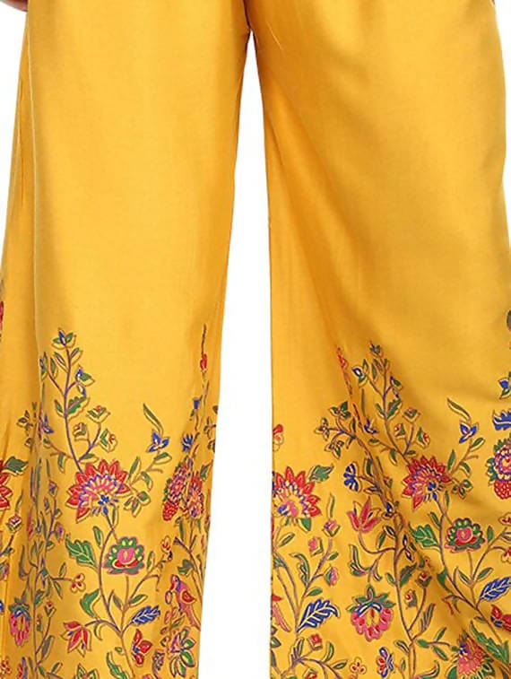 Mominos Fashion Mustard Floral Design Palazzo | Grab2Buy