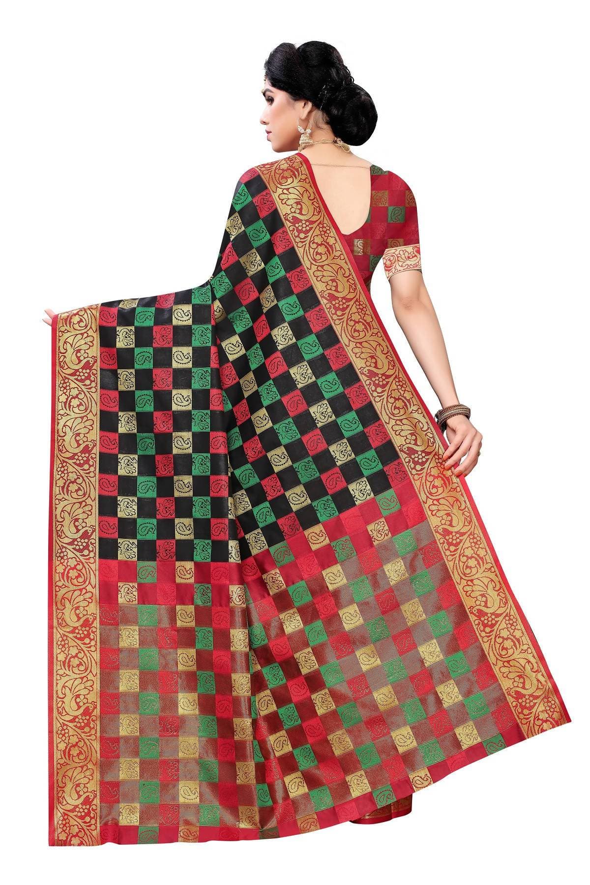 Vamika Banarasi Jaquard Traditional Black Weaving Saree | Grab2Buy