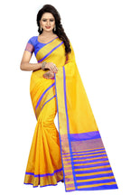 Vamika Yellow Cotton Silk Weaving Saree (MASTANI ROYAL BLUE) | Grab2Buy