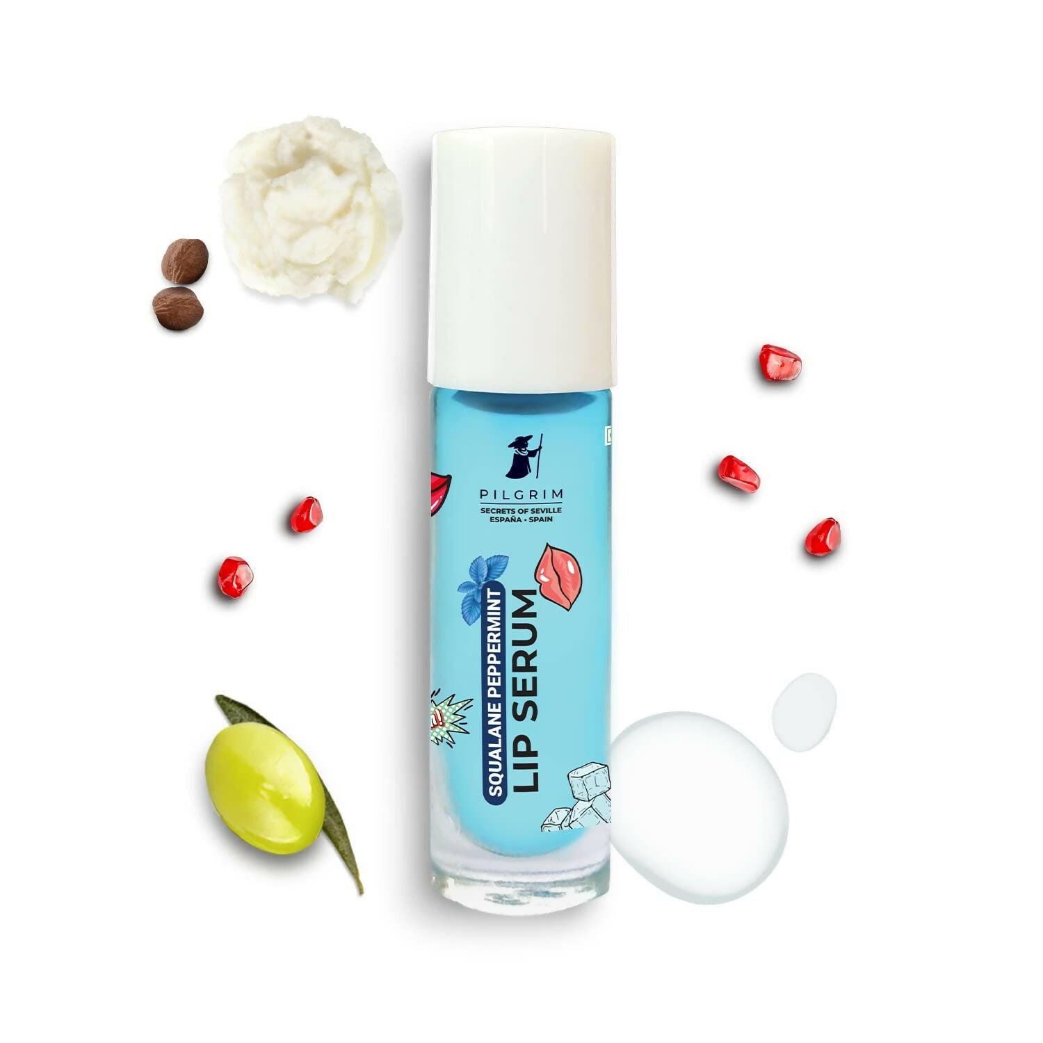 Pilgrim Spanish Lip Serum (Peppermint) with Roll-on For Visibly Plump Lips, Hydrating Lip Serum For Dark Lips | Grab2Buy