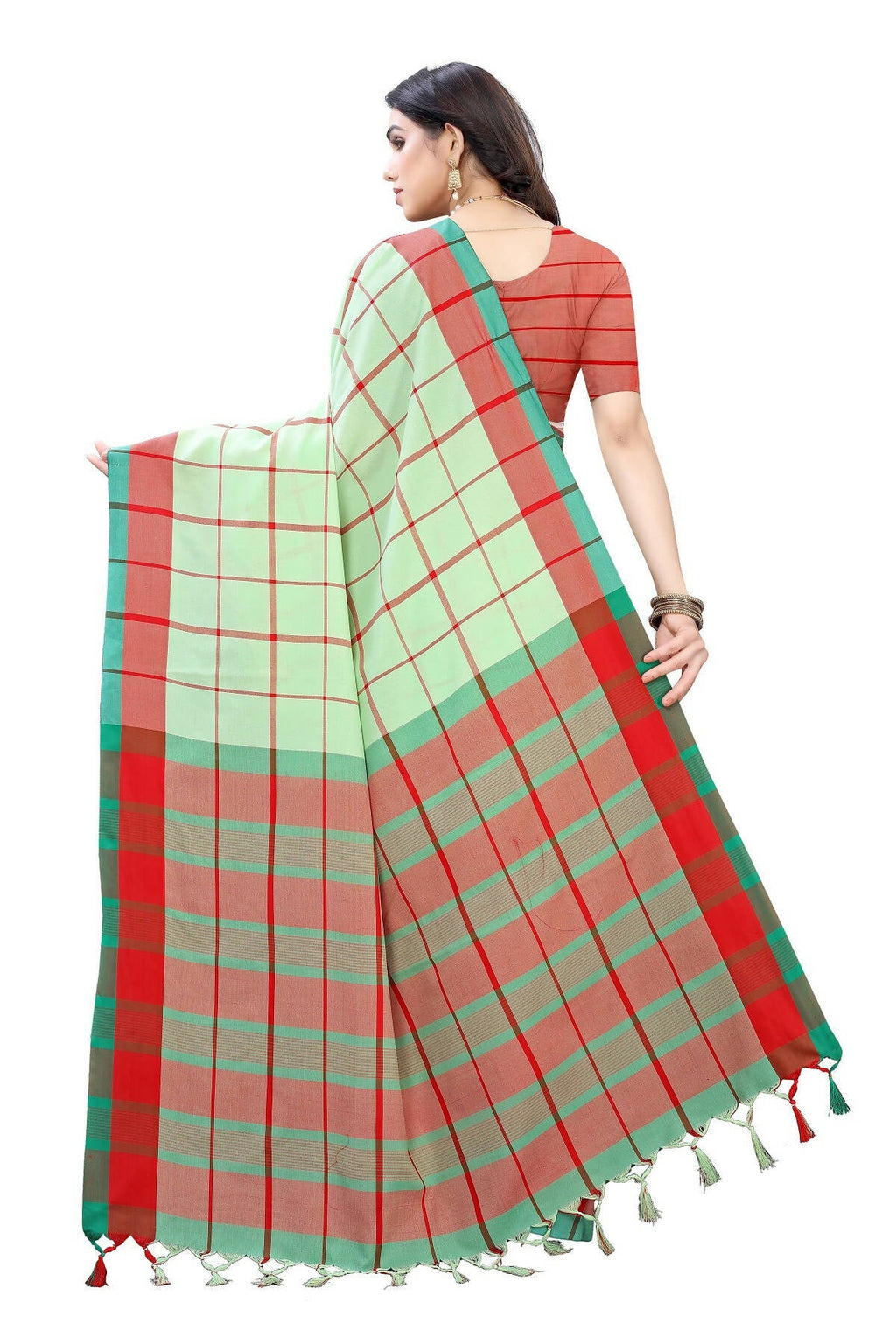 Vamika Pista Green Cotton Silk Weaving Saree | Grab2Buy