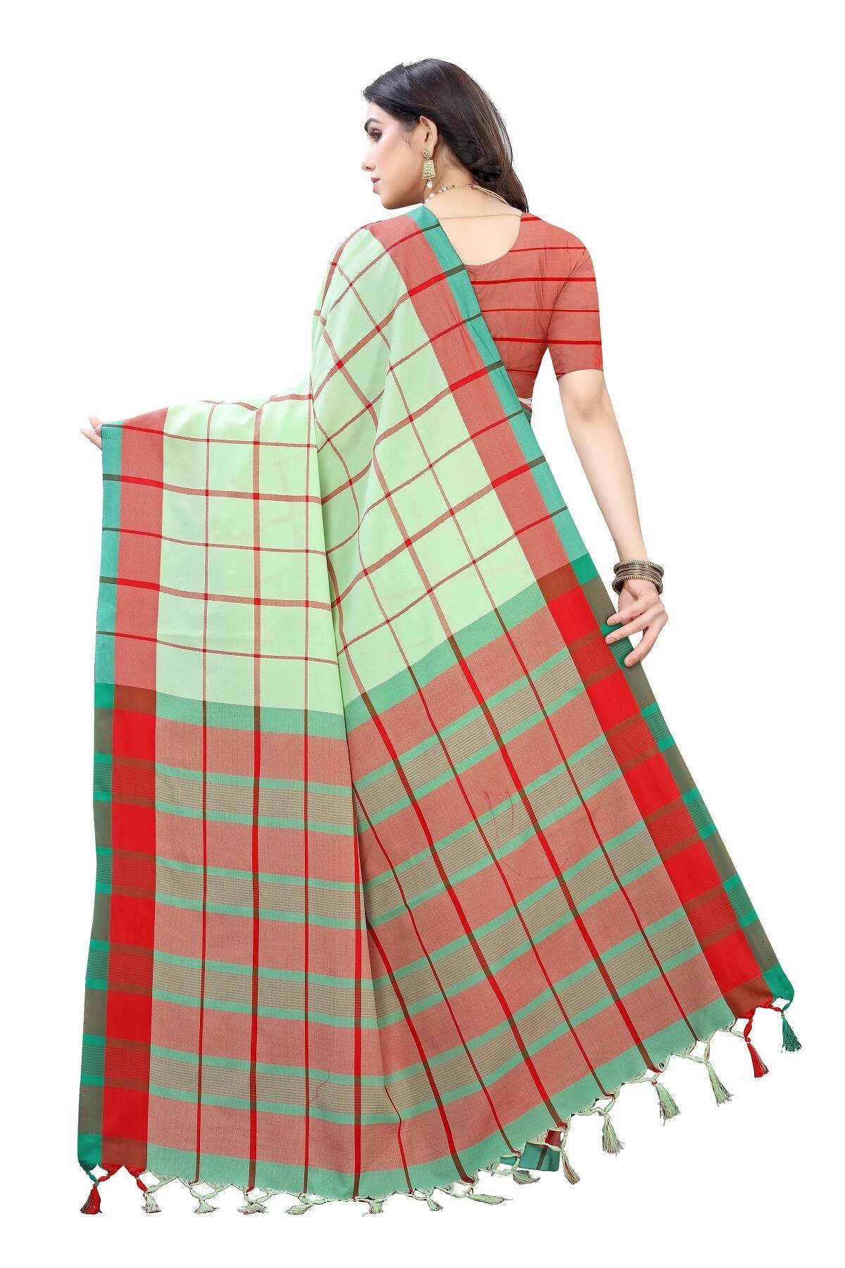 Vamika Pista Green Cotton Silk Weaving Saree | Grab2Buy