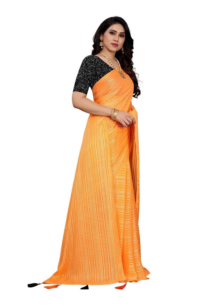 Vamika Orange Georgette Seqence Saree (Riva Orange) | Grab2Buy