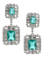 Green and Silver Stone Earrings- Ruby Raang | Grab2Buy