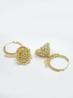 NVR Women Gold-Polished Handcrafted Kundan Jhumka Earrings | Grab2Buy