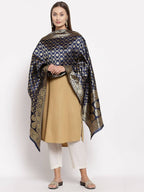Myshka Women's Black Silk Print Casual Dupatta | Grab2Buy