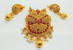 Pink Kemp Peacock Traditional Pendant Set | Grab2Buy