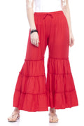 Mominos Fashion Reyon Cotton Red Palazzo | Grab2Buy