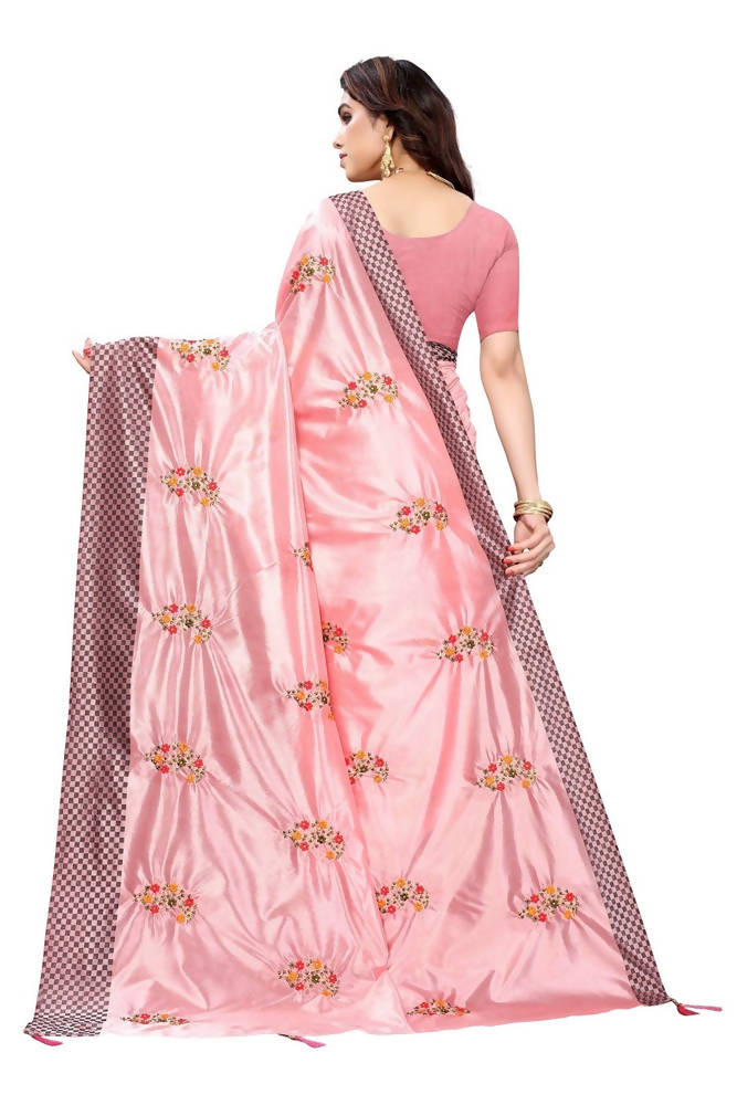 Vamika Pink Crepe Embroidery Saree (Nirali Pink) | Grab2Buy