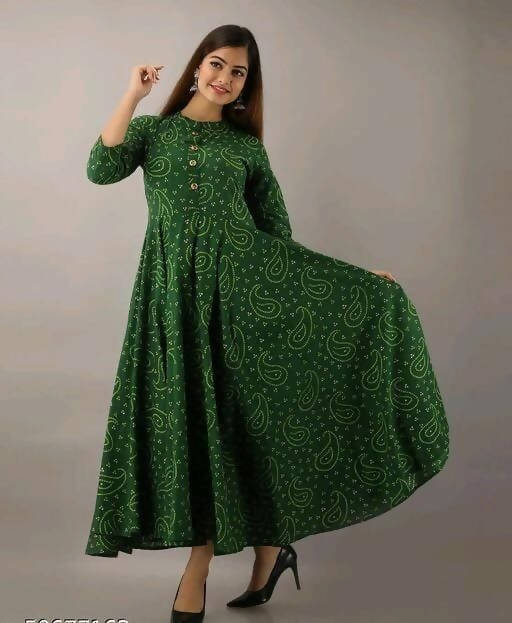 Vamika Rayon Green Party Wear Kurti | Grab2Buy