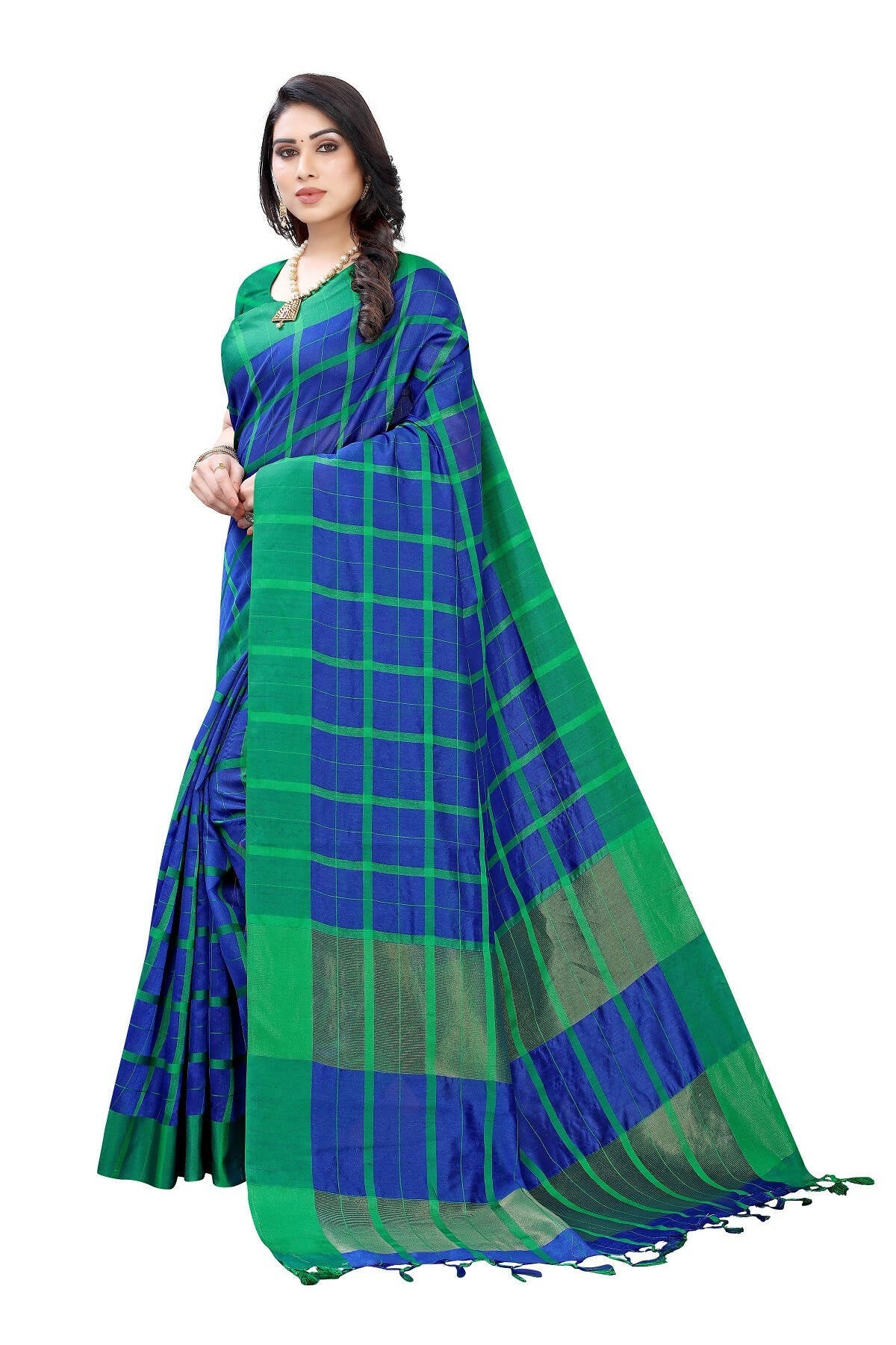 Vamika Navy Cotton Silk Weaving Saree (SATURN NAVY) | Grab2Buy
