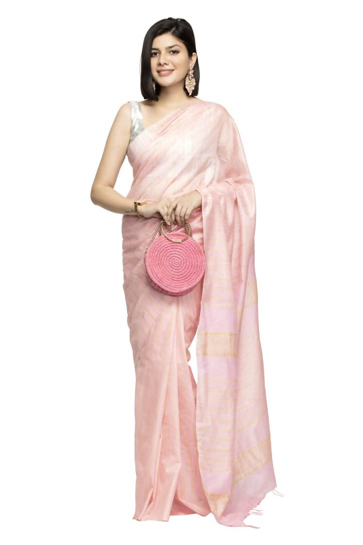 Mominos Fashion Baby Pink Color Bhagalpuri Saree | Grab2Buy