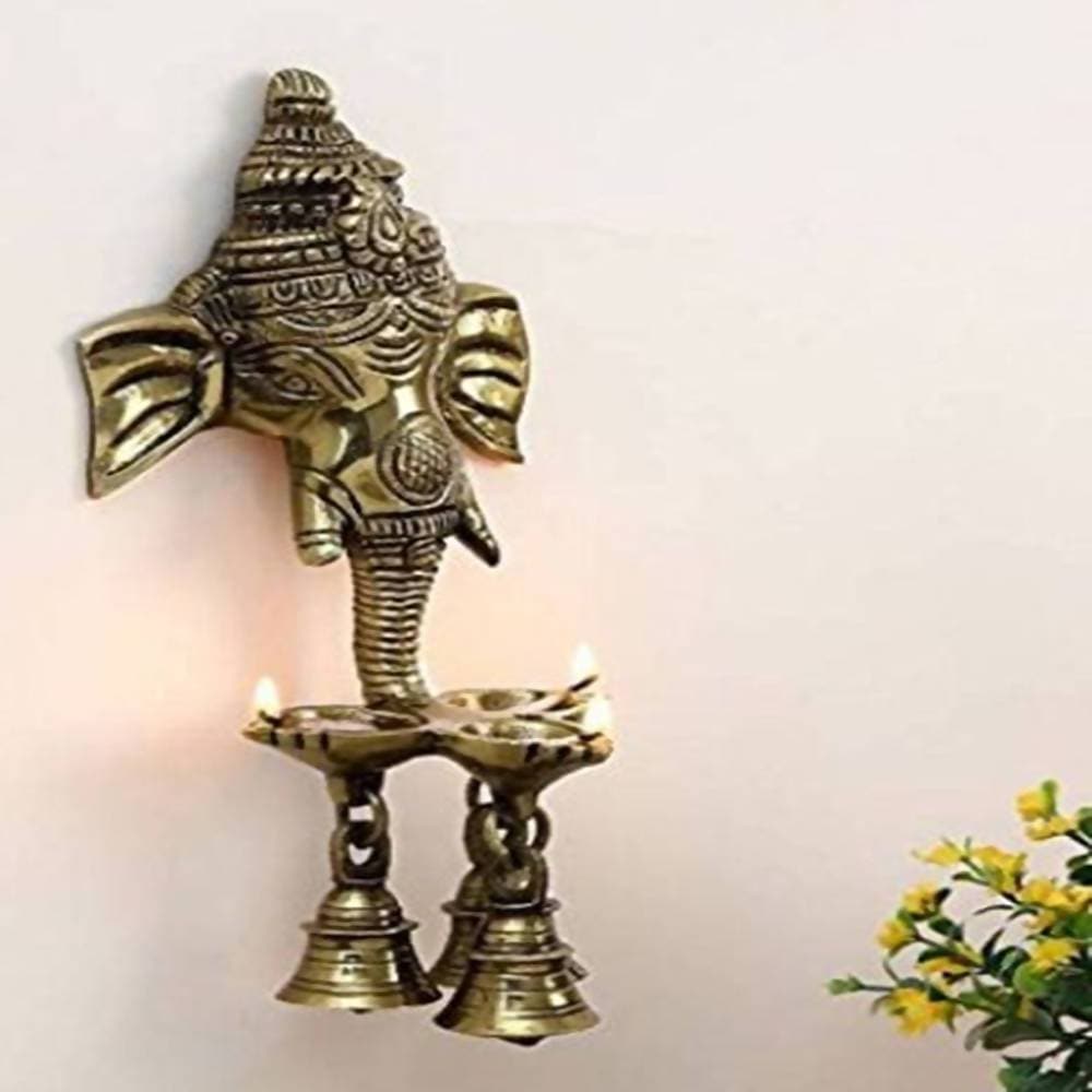 Puja N Pujari Ganesh Wall Hanging Three Diya Oil Lamp | Grab2Buy