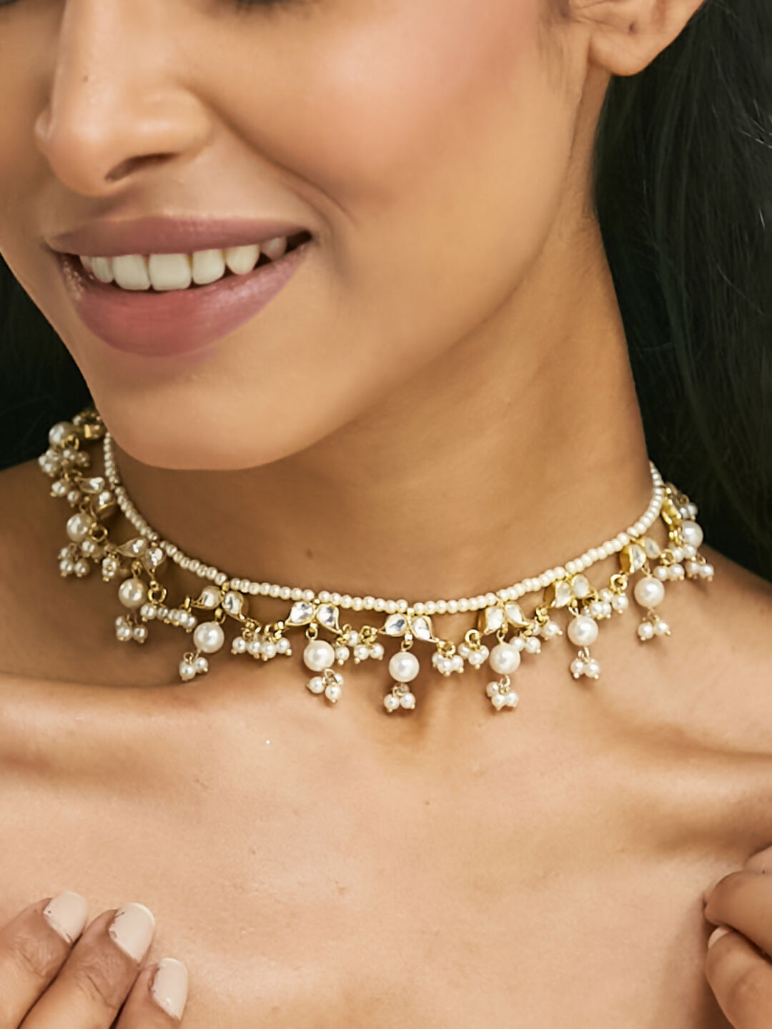 Nuyug 22K Gold-Plated Kundan & Pearl Studded Matha Patti Head Jewellery | Grab2Buy