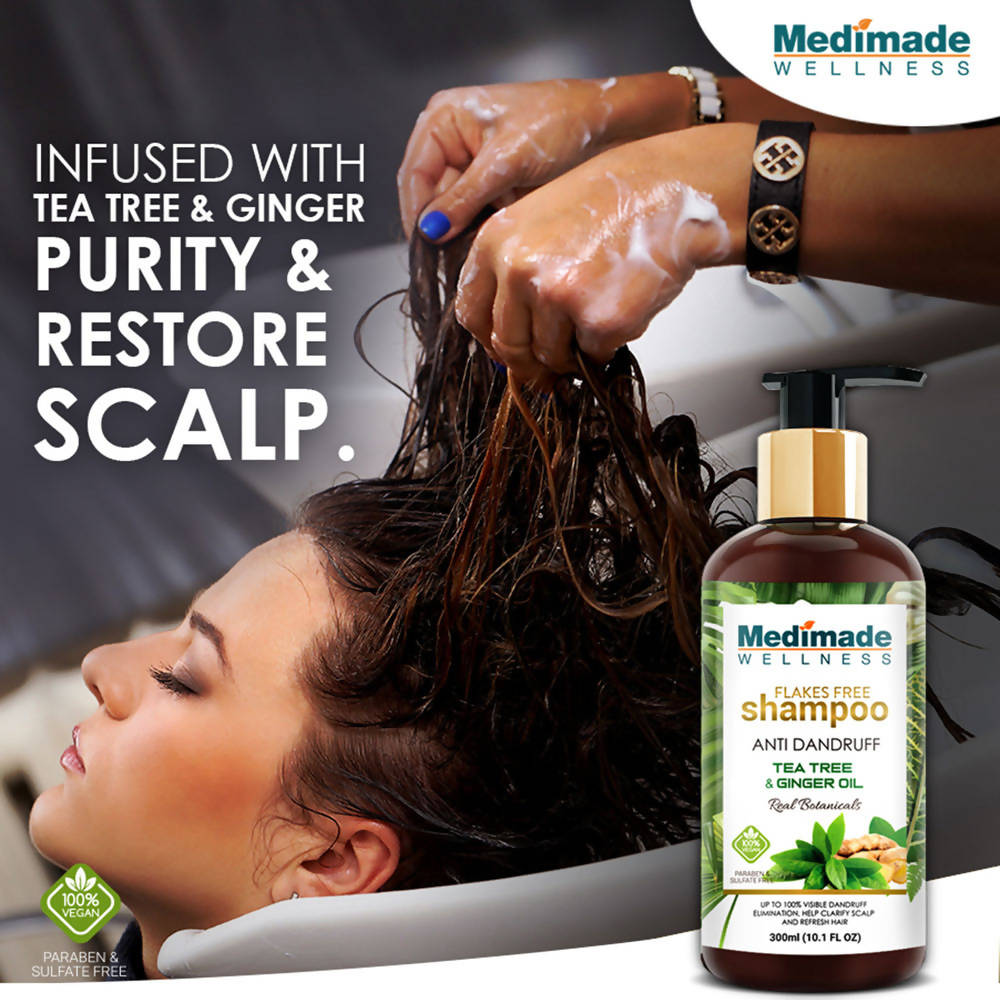 Medimade Wellness Flakes Free Anti Dandruff Shampoo with Tea Tree and Ginger Oil | Grab2Buy