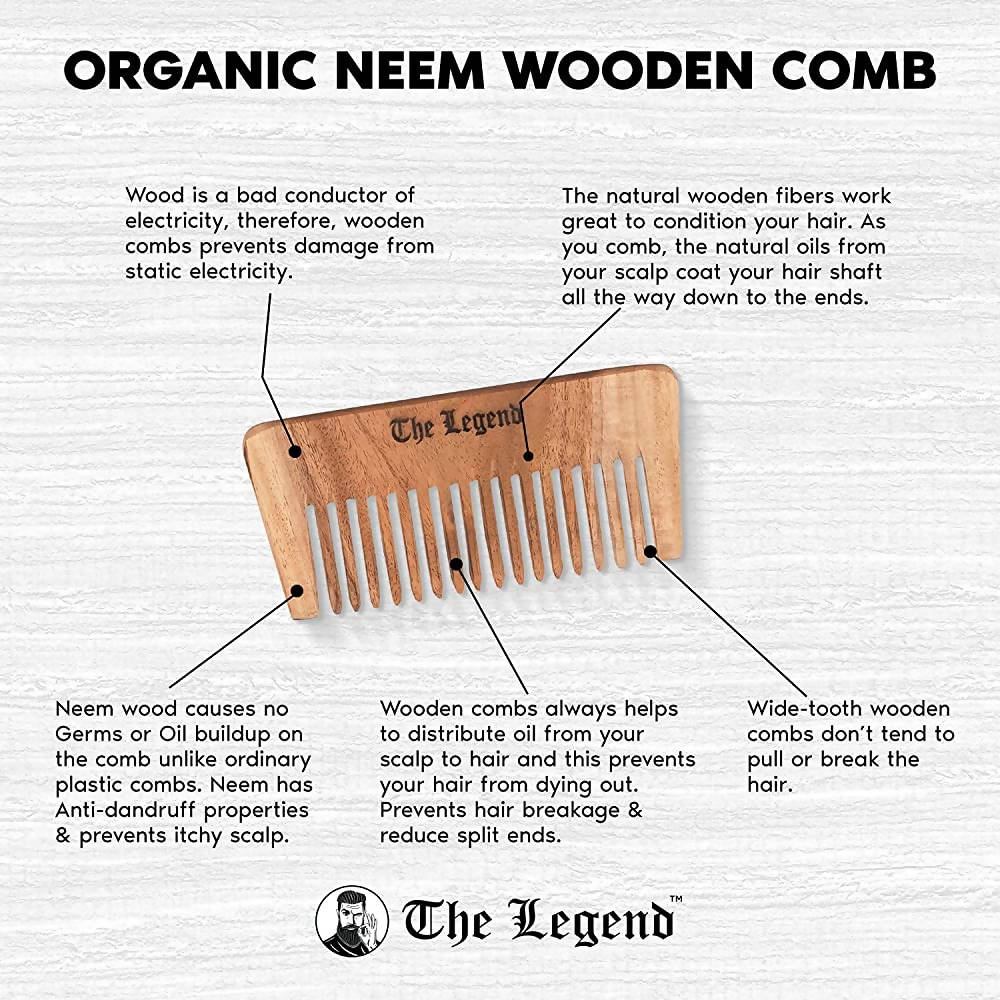 The Legend Organic Pure Neem Wood Comb Wide Teeth | Grab2Buy