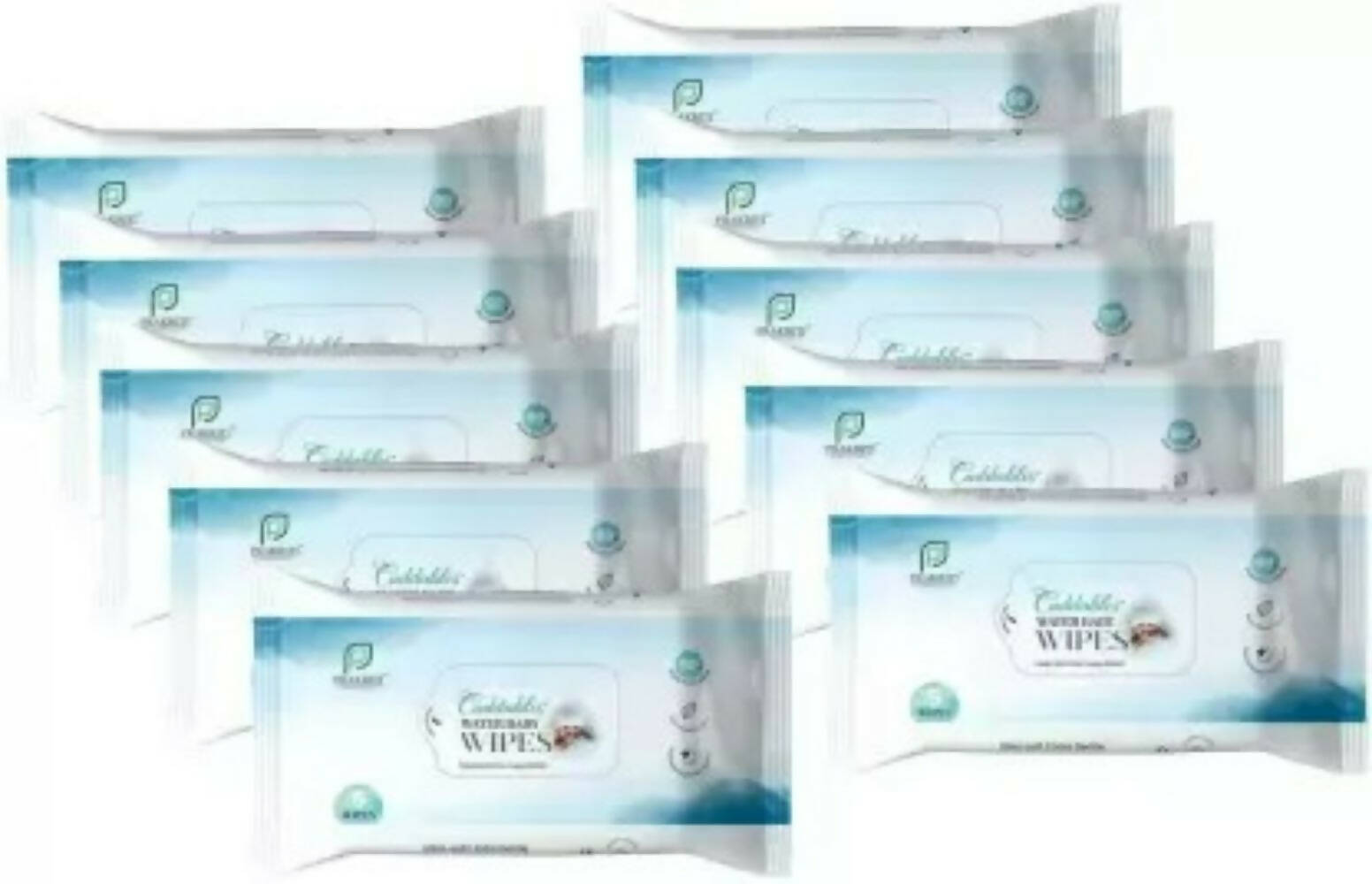 Cuddables 99% Water Baby Wipes - Natural Plant made cloth wipes | 5 Pcs Wipes, Pack of 10 (50 Wipes) | Grab2Buy