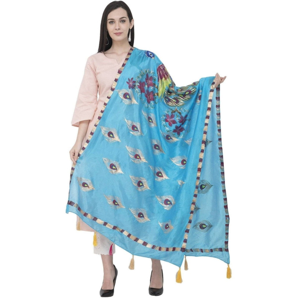 A R Silk Silk Peacock Multi Fancy Dupatta Color Firozi Dupatta or Chunni | Grab2Buy