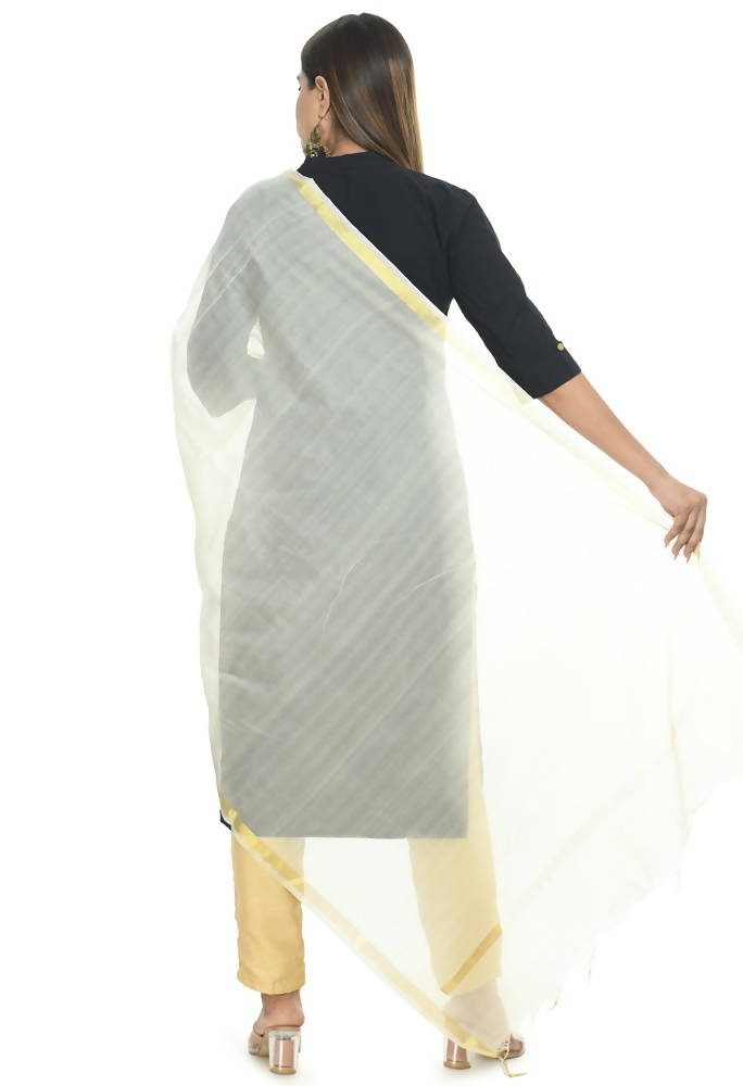 Mominos Fashion Off White Banarsi Piping Dupatta | Grab2Buy
