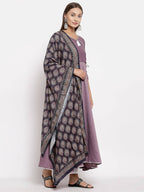Myshka Women's Green Cotton Solid 3/4 Sleeve Round Neck Casual Kurta Dupatta Set | Grab2Buy