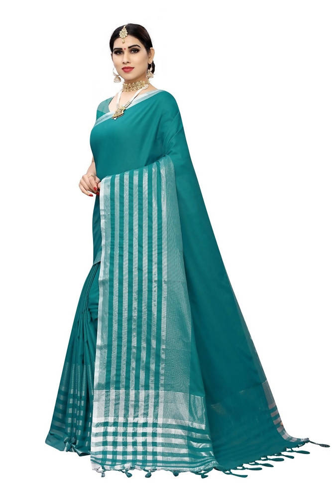 Vamika Rama Green Cotton Silk Weaving Saree (Twitter Rama) | Grab2Buy