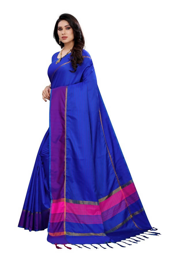 Vamika Royal Blue Cotton Silk Weaving Saree (Binita Royal Blue) | Grab2Buy