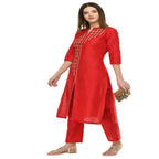 Lagi Women's Red Poly silk Straight Embroidred Kurta Pant (RO115B) | Grab2Buy