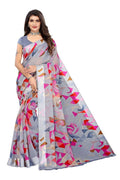 Vamika Grey Linen Satin Border Saree | Grab2Buy