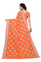 Vamika Orange Color Linen Zari Border Saree | Grab2Buy