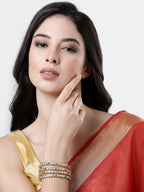 NVR Women Set of 4 Gold-Polished Kundan Studded Bangles | Grab2Buy