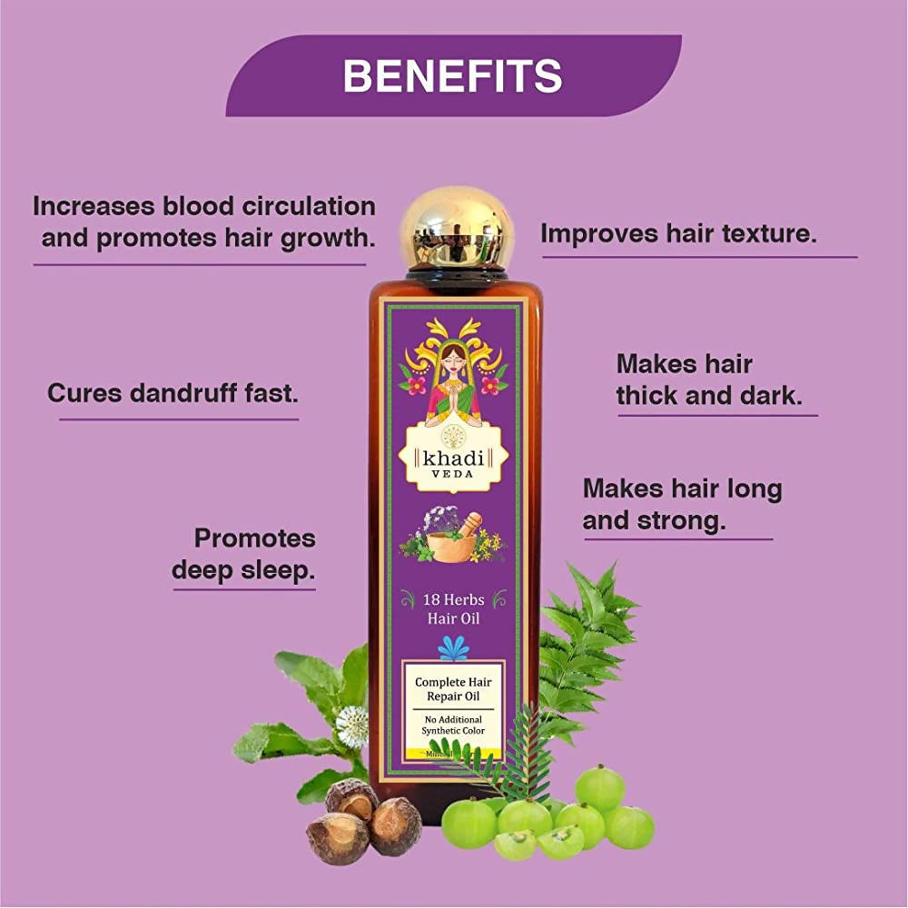 Khadi Veda 18 Herbs Hair Oil | Grab2Buy