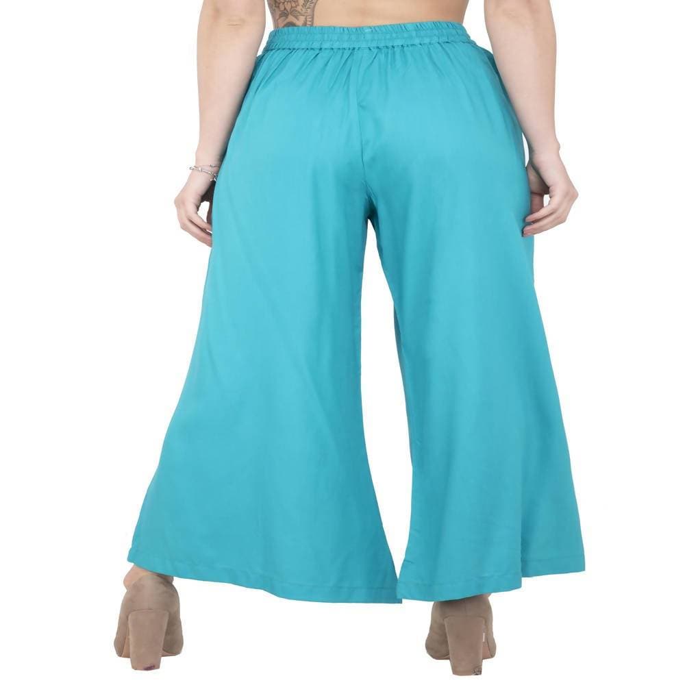 Lagi Women's Turquoise Blue Solid Palazzo (PLZ04H) | Grab2Buy